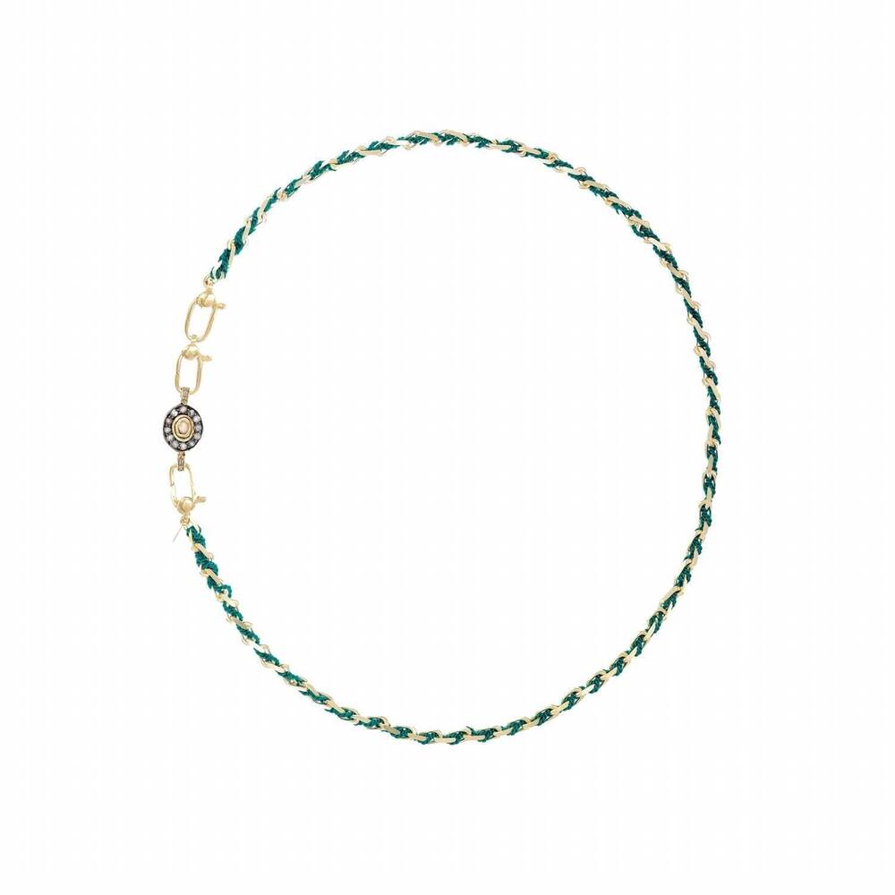 NEW MARIE LAURE CHAMOREL women's n° 952 necklace in gold & green